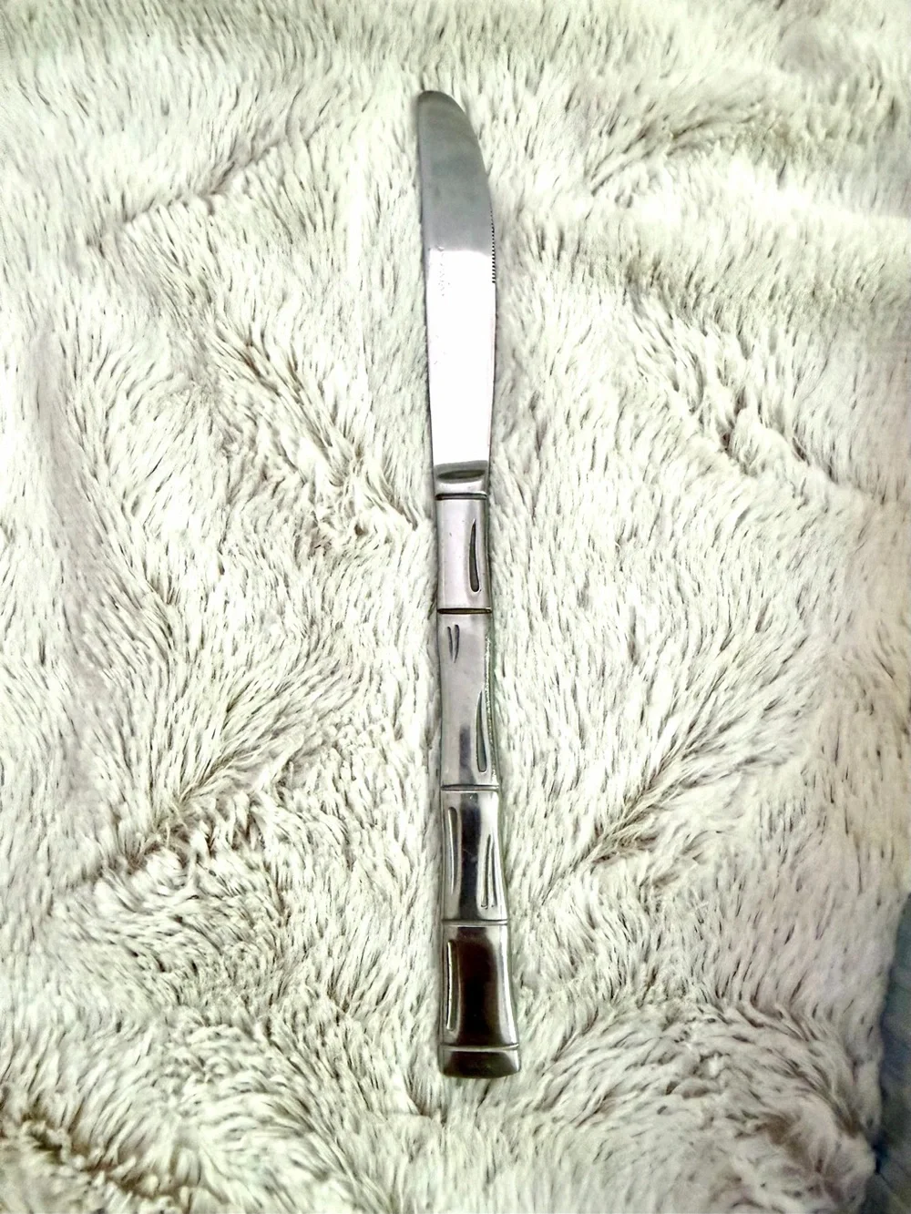 Stainless Steel Silver Dinner Knife - Elegant Bamboo-Style Handle